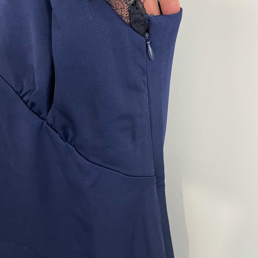 Adeptness Rae M midi blue black lace slip Dress - Picture 11 of 11